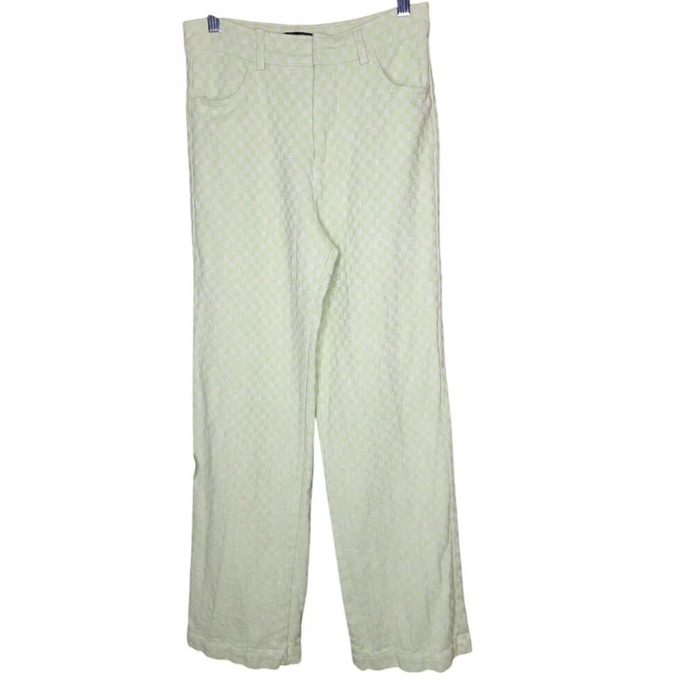ZARA Gingham Straight Leg pants womens size small